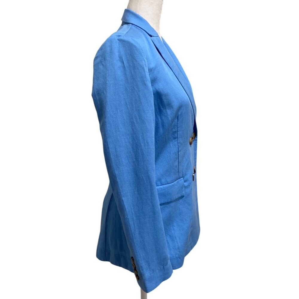 J. McLaughlin Womens Double-Breasted Blazer Size 2 Light Blue Linen Blend NEW - Picture 3 of 8